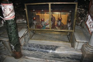 The manger inside the cave of the nativity