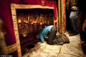 The "star of Bethlehem" marks the traditional spot of Jesus' birth in the cave of the nativity.