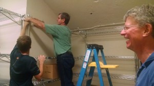 Then it was time to install all the Food Pantry shelves.