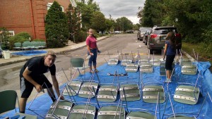 Friday night the big task was washing all 100 chairs.